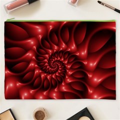 Red Glossy Fractal Spiral Cosmetic Bag (XXXL) from ArtsNow.com Front