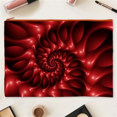 Red Glossy Fractal Spiral Cosmetic Bag (XXXL) from ArtsNow.com Front