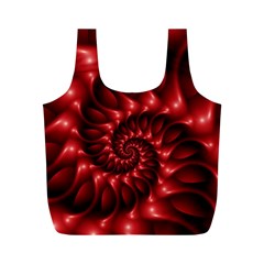 Red Glossy Fractal Spiral Full Print Recycle Bag (M) from ArtsNow.com Front