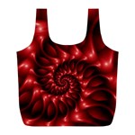 Red Glossy Fractal Spiral Full Print Recycle Bag (L)