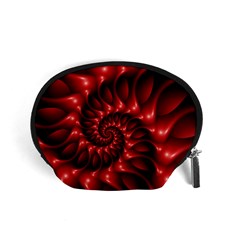 Red Glossy Fractal Spiral Accessory Pouch (Small) from ArtsNow.com Front