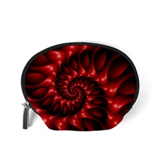 Red Glossy Fractal Spiral Accessory Pouch (Small) from ArtsNow.com Back