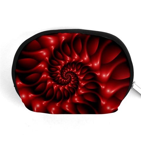 Red Glossy Fractal Spiral Accessory Pouch (Medium) from ArtsNow.com Front