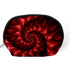 Red Glossy Fractal Spiral Accessory Pouch (Medium) from ArtsNow.com Back