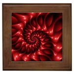 Red Glossy Fractal Spiral Framed Tile