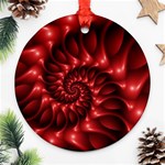 Red Glossy Fractal Spiral Ornament (Round)