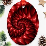 Red Glossy Fractal Spiral Ornament (Oval)