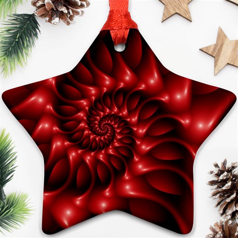 Red Glossy Fractal Spiral Ornament (Star) from ArtsNow.com Front