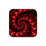 Red Glossy Fractal Spiral Rubber Coaster (Square)