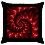 Red Glossy Fractal Spiral Throw Pillow Case (Black)