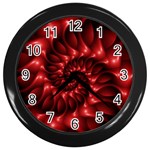 Red Glossy Fractal Spiral Wall Clock (Black)