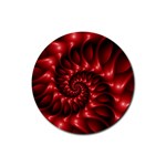 Red Glossy Fractal Spiral Rubber Coaster (Round)