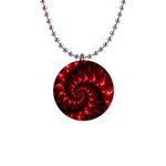 Red Glossy Fractal Spiral 1  Button Necklace