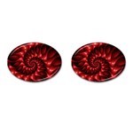 Red Glossy Fractal Spiral Cufflinks (Oval)