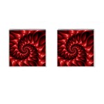 Red Glossy Fractal Spiral Cufflinks (Square)