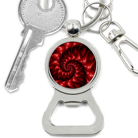 Red Glossy Fractal Spiral Bottle Opener Key Chain from ArtsNow.com Front