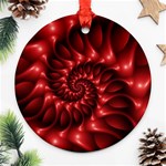 Red Glossy Fractal Spiral Round Ornament (Two Sides)