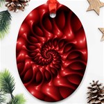 Red Glossy Fractal Spiral Oval Ornament (Two Sides)