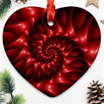 Red Glossy Fractal Spiral Heart Ornament (Two Sides)