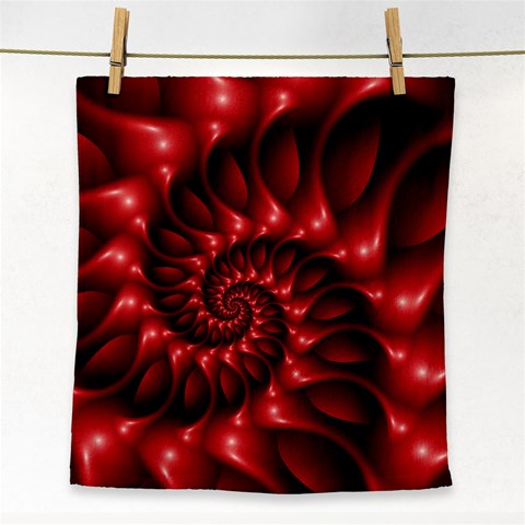 Red Glossy Fractal Spiral Face Towel from ArtsNow.com Front