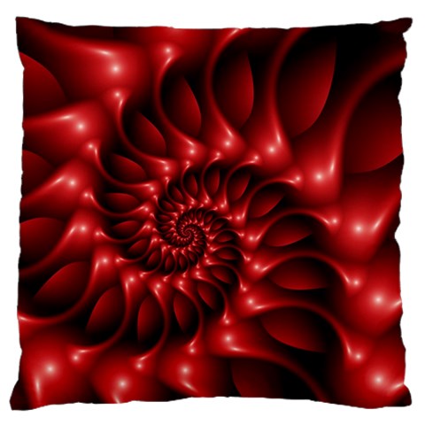 Red Glossy Fractal Spiral Large Cushion Case (One Side) from ArtsNow.com Front