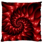 Red Glossy Fractal Spiral Large Flano Cushion Case (One Side)