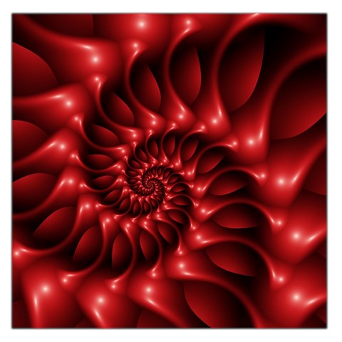 Red Glossy Fractal Spiral Large Satin Scarf (Square) from ArtsNow.com Front