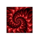 Red Glossy Fractal Spiral Satin Bandana Scarf