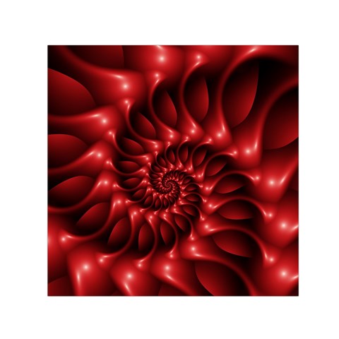 Red Glossy Fractal Spiral Small Satin Scarf (Square) from ArtsNow.com Front