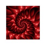 Red Glossy Fractal Spiral Small Satin Scarf (Square)