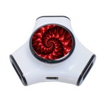 Red Glossy Fractal Spiral 3-Port USB Hub