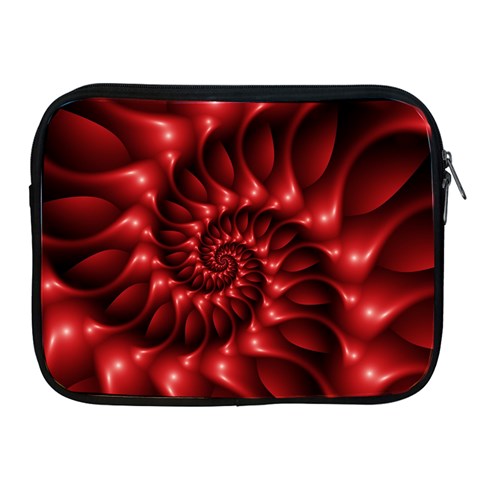 Red Glossy Fractal Spiral Apple iPad 2/3/4 Zipper Case from ArtsNow.com Front