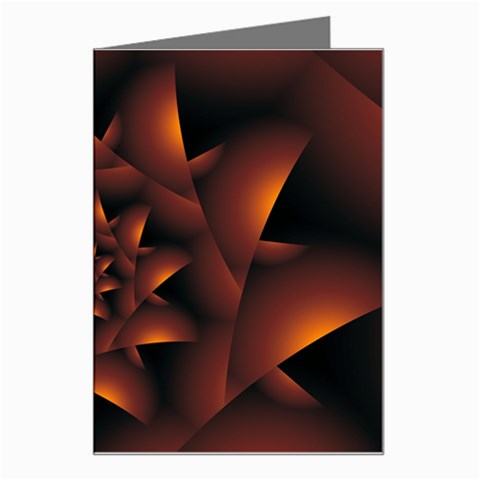 Burnt Orange Dark Spiral Fractal  Greeting Card from ArtsNow.com Left