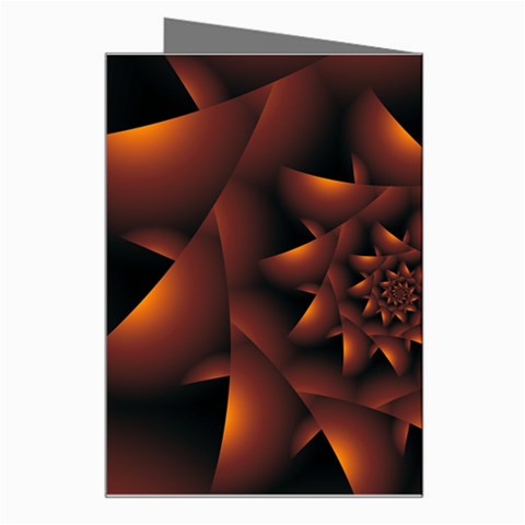 Burnt Orange Dark Spiral Fractal  Greeting Card from ArtsNow.com Right