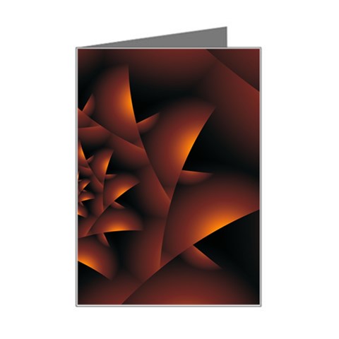 Burnt Orange Dark Spiral Fractal  Mini Greeting Card from ArtsNow.com Left