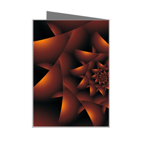 Burnt Orange Dark Spiral Fractal  Mini Greeting Card from ArtsNow.com Right