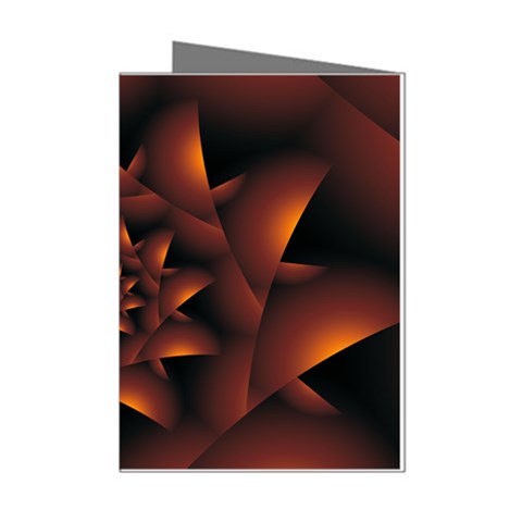 Burnt Orange Dark Spiral Fractal  Mini Greeting Cards (Pkg of 8) from ArtsNow.com Left