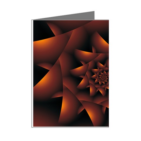 Burnt Orange Dark Spiral Fractal  Mini Greeting Cards (Pkg of 8) from ArtsNow.com Right