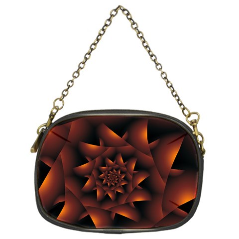 Burnt Orange Dark Spiral Fractal  Chain Purse (One Side) from ArtsNow.com Front