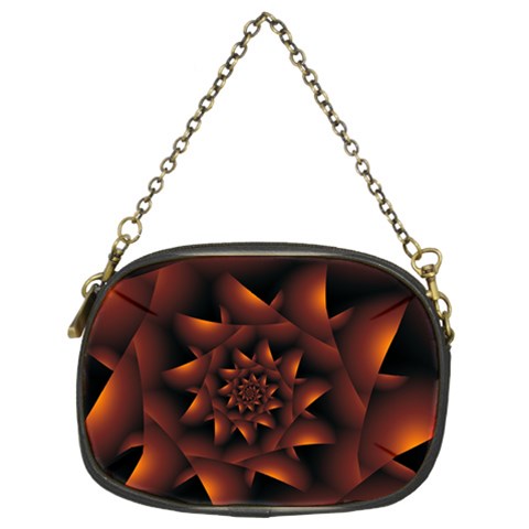 Burnt Orange Dark Spiral Fractal  Chain Purse (Two Sides) from ArtsNow.com Front