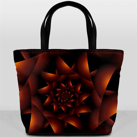 Burnt Orange Dark Spiral Fractal  Bucket Bag from ArtsNow.com Back