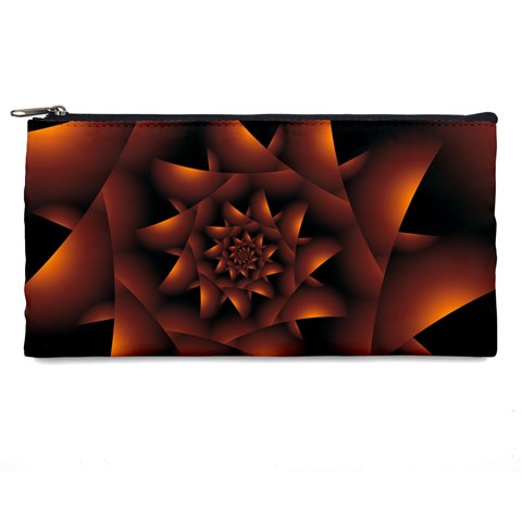 Burnt Orange Dark Spiral Fractal  Pencil Case from ArtsNow.com Front