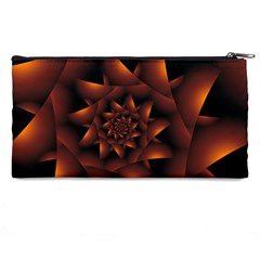 Burnt Orange Dark Spiral Fractal  Pencil Case from ArtsNow.com Back