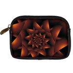 Burnt Orange Dark Spiral Fractal  Digital Camera Leather Case