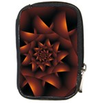 Burnt Orange Dark Spiral Fractal  Compact Camera Leather Case