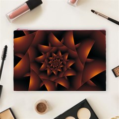 Burnt Orange Dark Spiral Fractal  Cosmetic Bag (Large) from ArtsNow.com Front