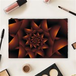 Burnt Orange Dark Spiral Fractal  Cosmetic Bag (Large)