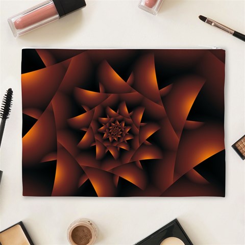 Burnt Orange Dark Spiral Fractal  Cosmetic Bag (XL) from ArtsNow.com Back