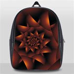 Burnt Orange Dark Spiral Fractal  School Bag (Large)