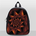 Burnt Orange Dark Spiral Fractal  School Bag (Small)